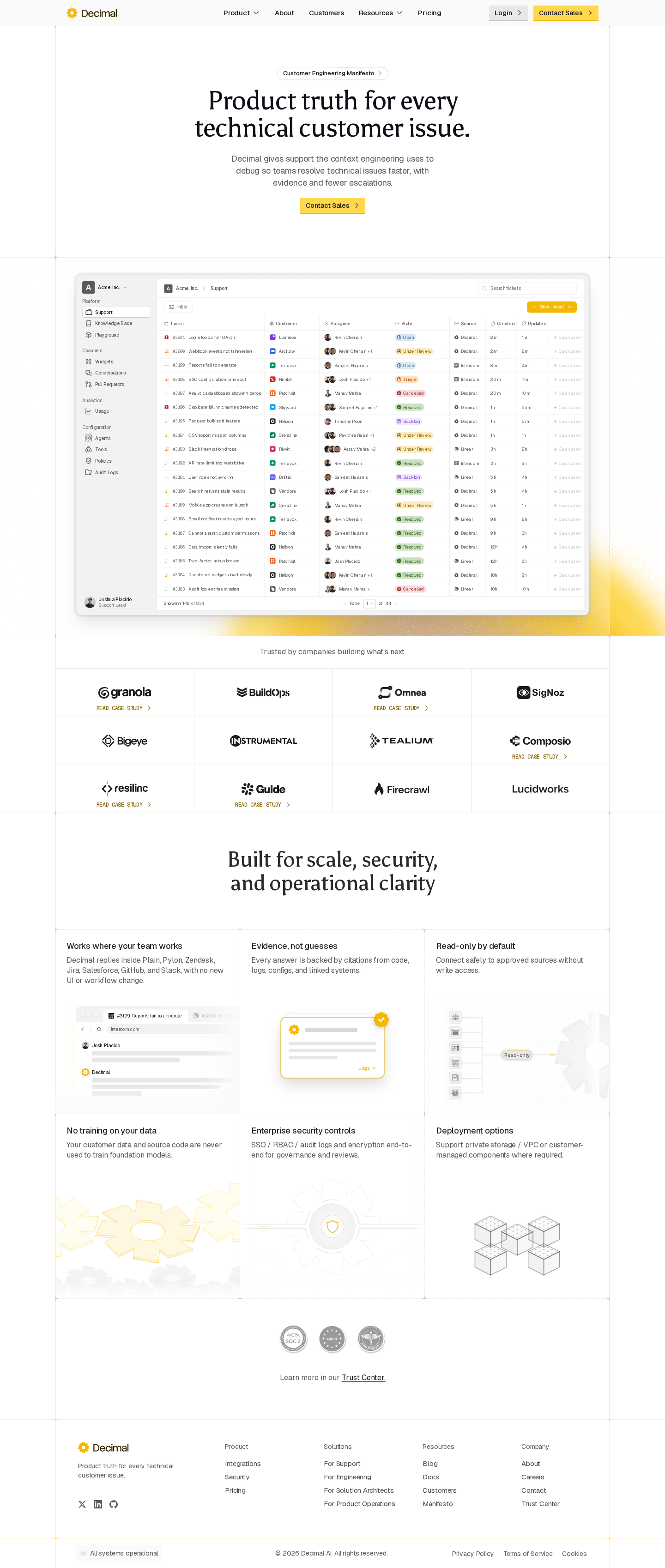 Decimal: Product truth for every technical customer issue.