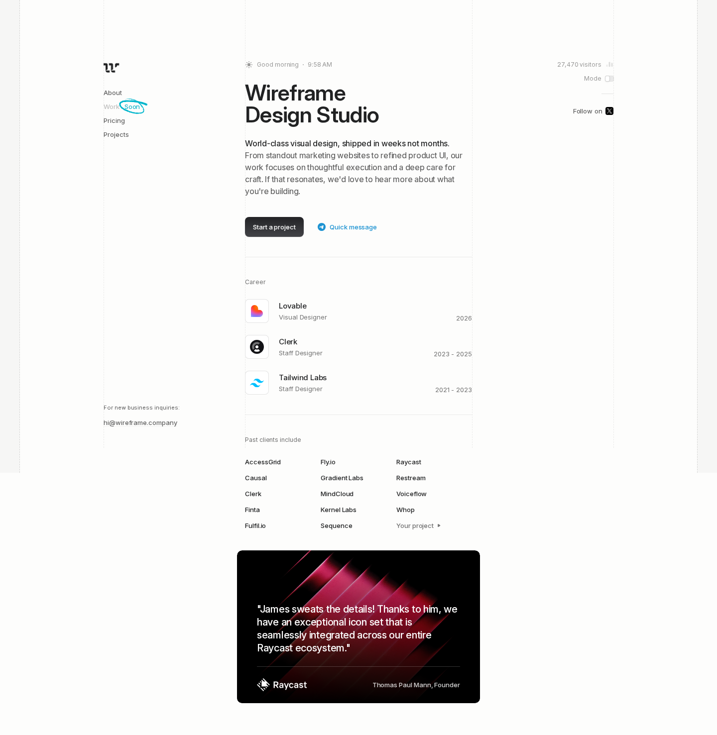 Wireframe Design Studio — Independent studio of James McDonald